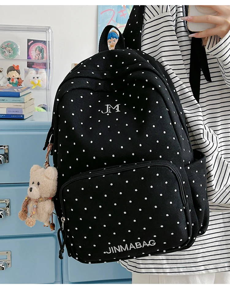 Dot Print Fashion Female Travel Large School Bag Ladies Trendy Book Bags Women Student Laptop College Backpack Teen Girl Boys