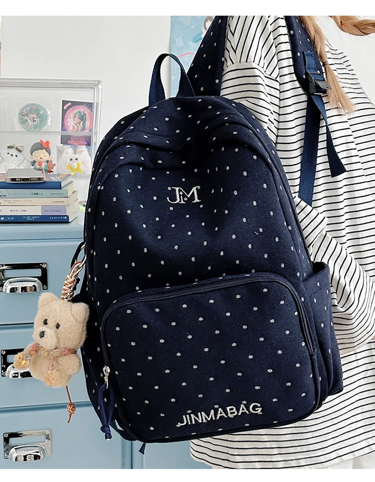 Dot Print Fashion Female Travel Large School Bag Ladies Trendy Book Bags Women Student Laptop College Backpack Teen Girl Boys