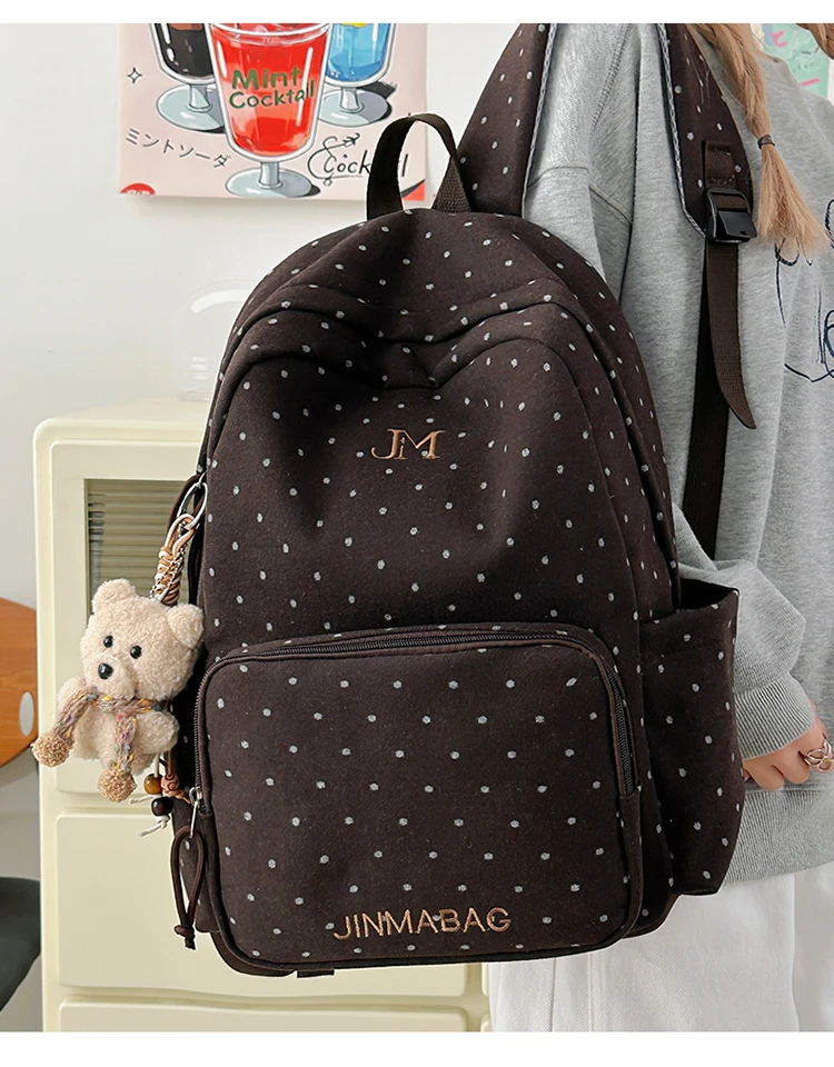 Dot Print Fashion Female Travel Large School Bag Ladies Trendy Book Bags Women Student Laptop College Backpack Teen Girl Boys
