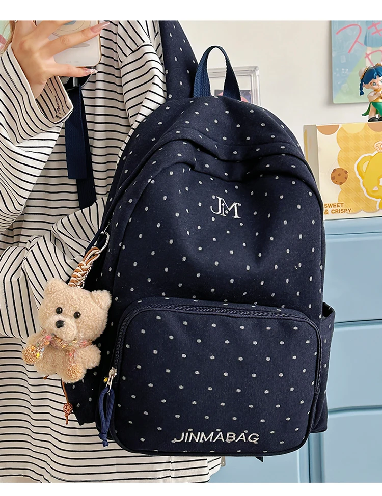 Dot Print Fashion Female Travel Large School Bag Ladies Trendy Book Bags Women Student Laptop College Backpack Teen Girl Boys