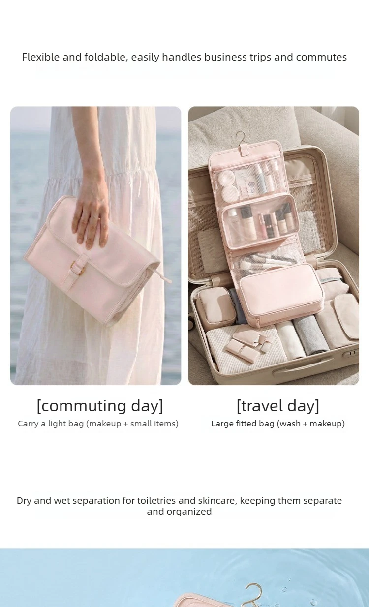 Travel Toiletry Bag Hangable Multifunctional Portable Large Capacity Minimalist Travel Organizer Toiletry Bag Cosmetics Bag