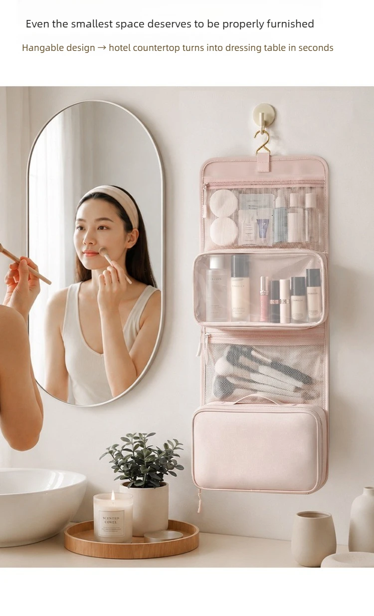 Travel Toiletry Bag Hangable Multifunctional Portable Large Capacity Minimalist Travel Organizer Toiletry Bag Cosmetics Bag