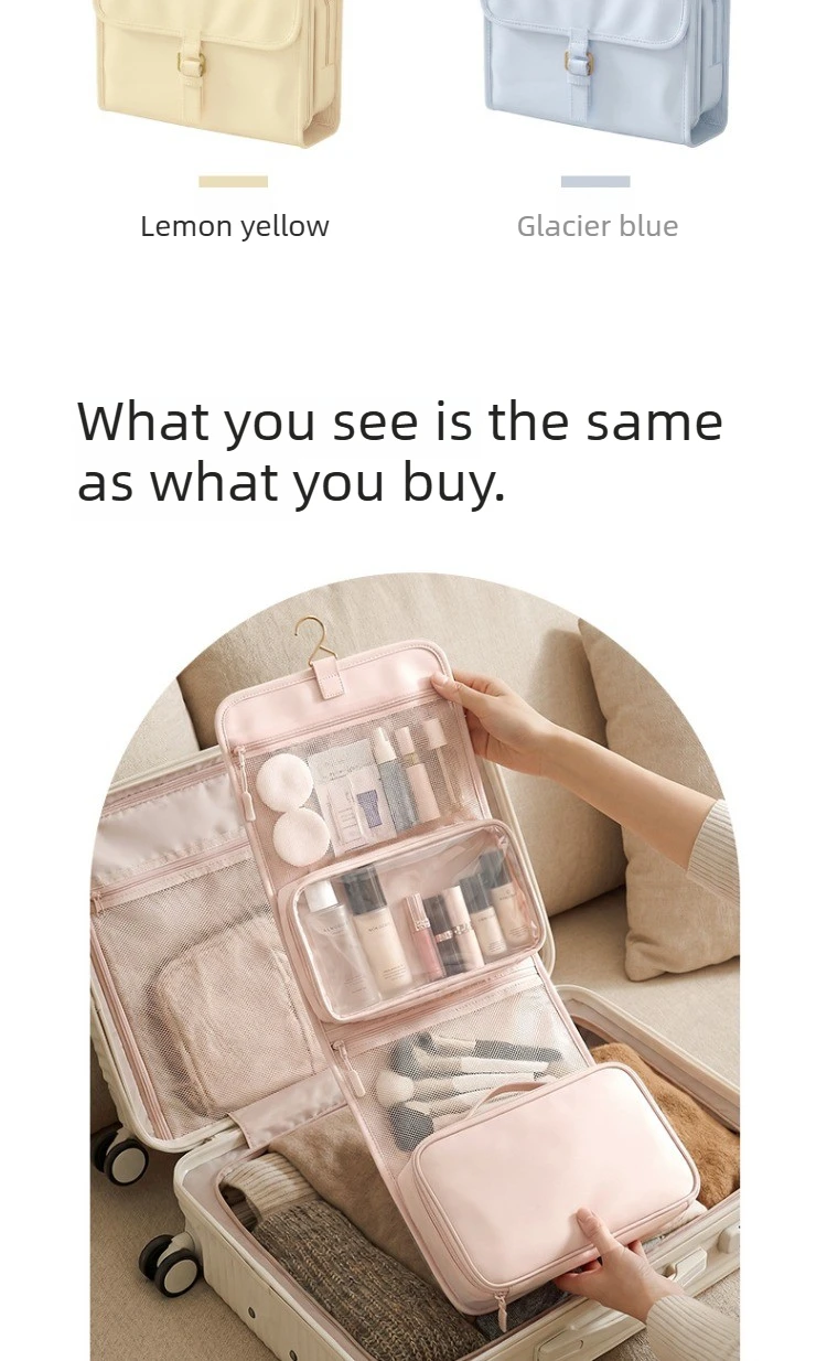 Travel Toiletry Bag Hangable Multifunctional Portable Large Capacity Minimalist Travel Organizer Toiletry Bag Cosmetics Bag