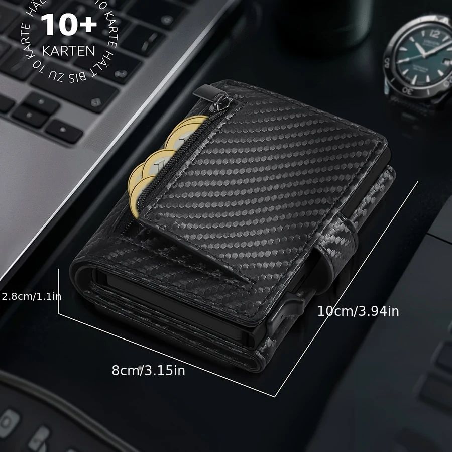 Slim RFID Blocking Men's Wallet with Pop up Card Holder Automatic Credit Card Case