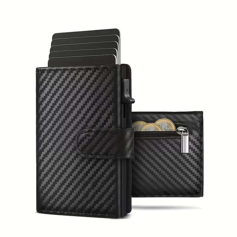 Slim RFID Blocking Men's Wallet with Pop up Card Holder Automatic Credit Card Case