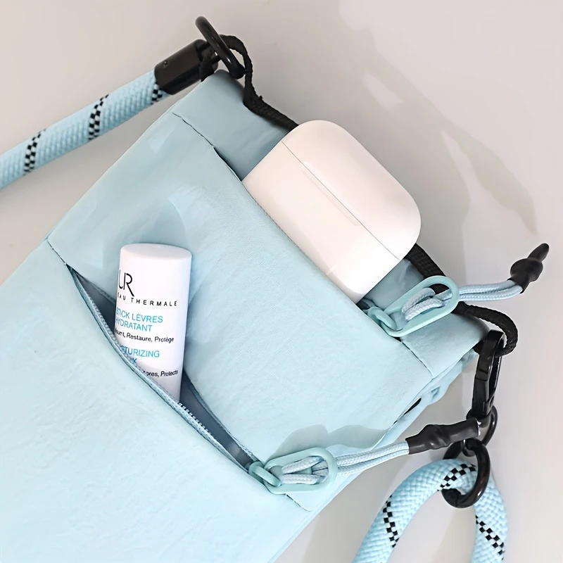 Crossbody Phone Bag Nylon Vertical Shoulder Pouch with Zipper Pocket Passport Wallet Travel Daily Storage Purse for Small Items