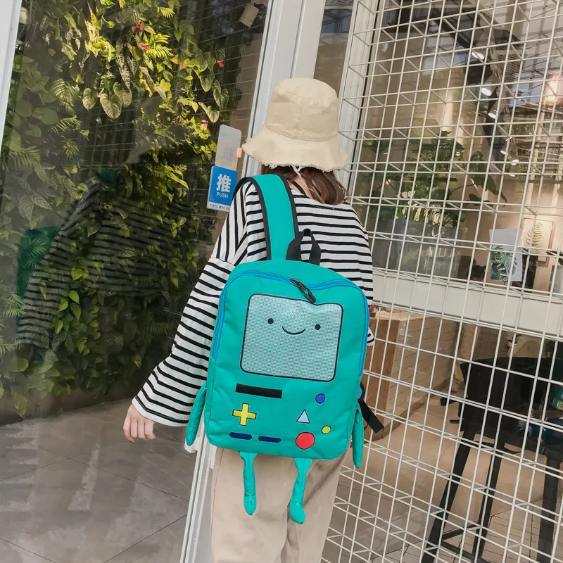 Kawaii 3D Cartoon Robot Backpack 14 Inch Canvas School Bag Fashion Unisex Student Outdoor Rucksack Cute Back To School Kids Gift