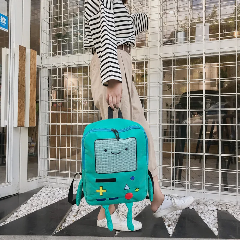 Kawaii 3D Cartoon Robot Backpack 14 Inch Canvas School Bag Fashion Unisex Student Outdoor Rucksack Cute Back To School Kids Gift