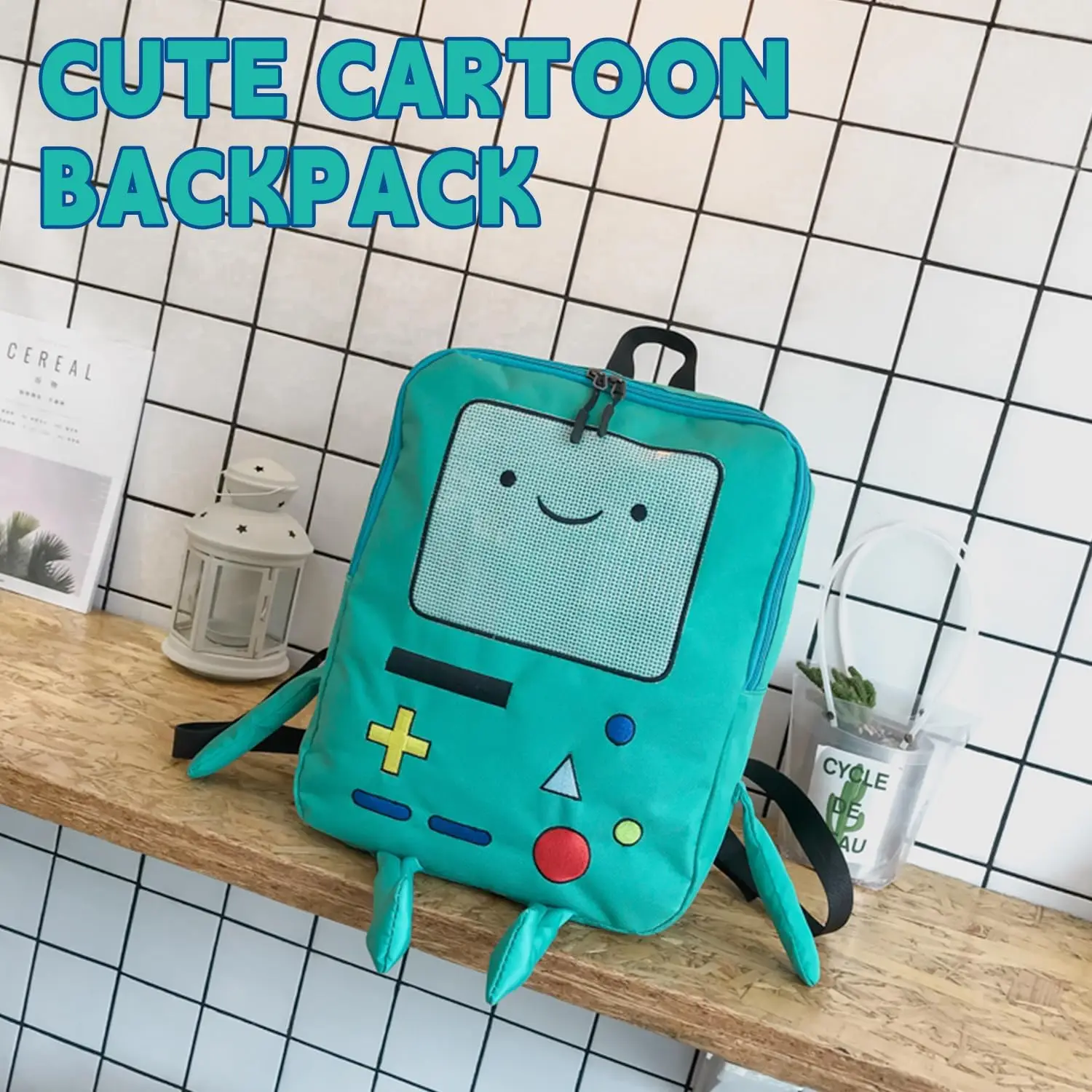 Kawaii 3D Cartoon Robot Backpack 14 Inch Canvas School Bag Fashion Unisex Student Outdoor Rucksack Cute Back To School Kids Gift