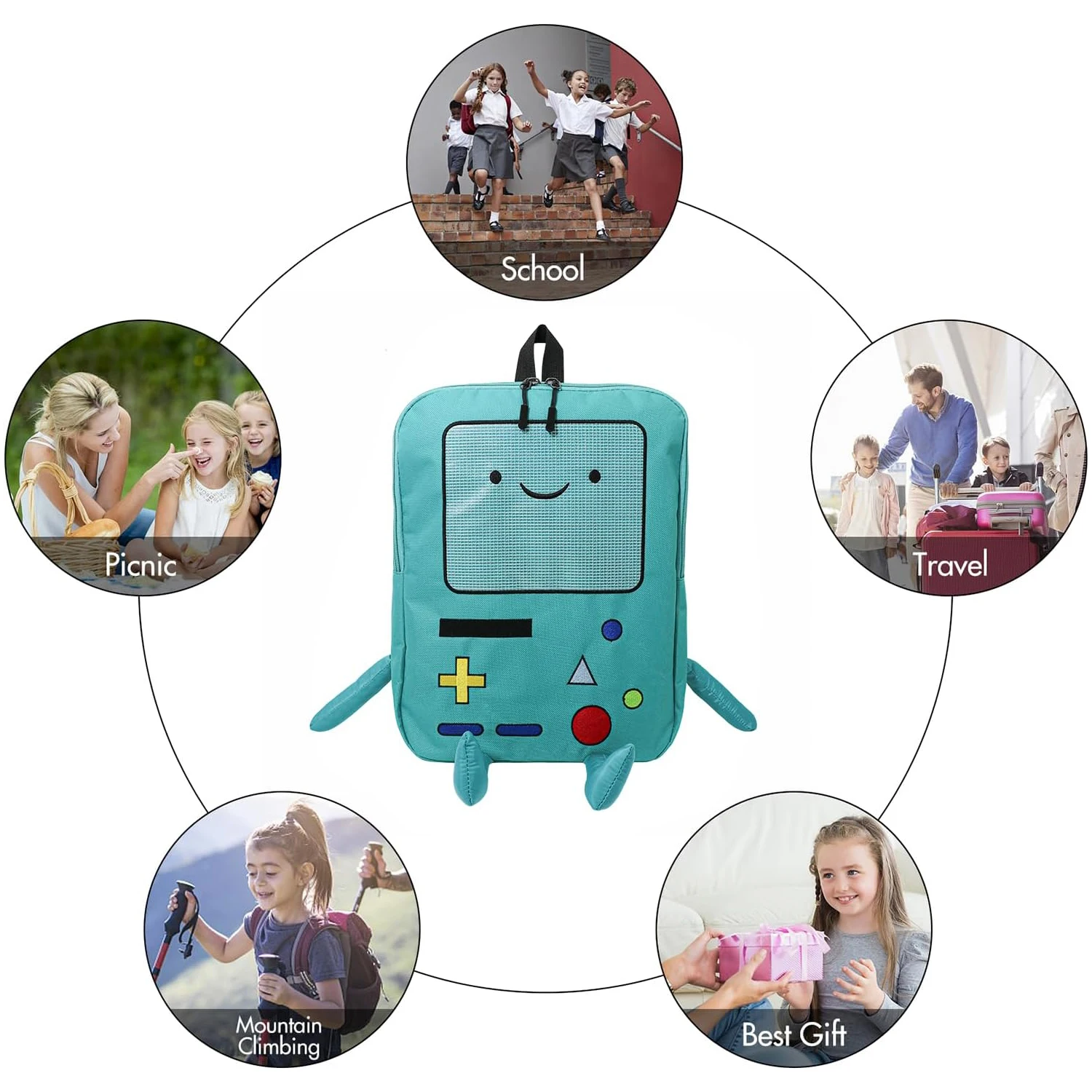 Kawaii 3D Cartoon Robot Backpack 14 Inch Canvas School Bag Fashion Unisex Student Outdoor Rucksack Cute Back To School Kids Gift