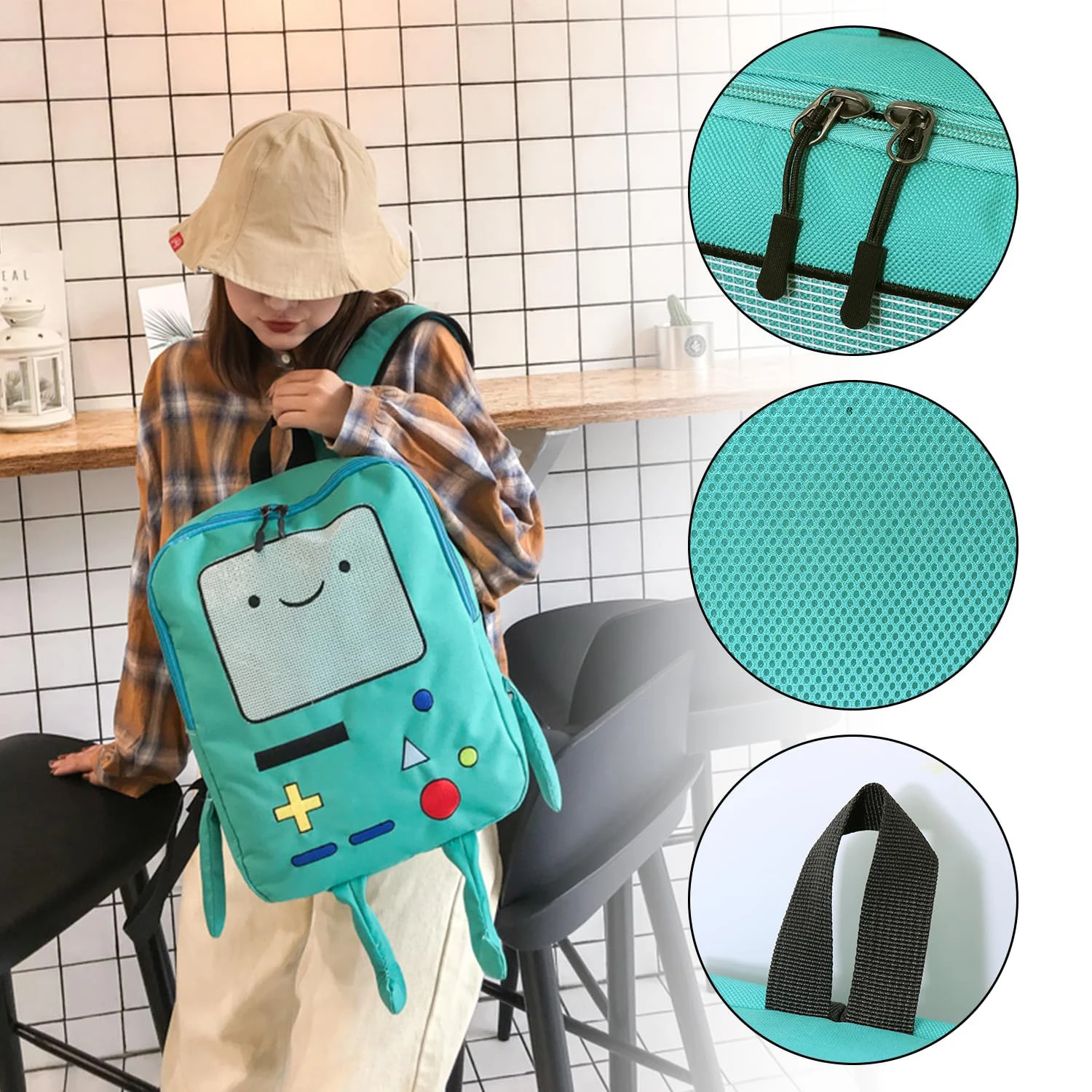 Kawaii 3D Cartoon Robot Backpack 14 Inch Canvas School Bag Fashion Unisex Student Outdoor Rucksack Cute Back To School Kids Gift