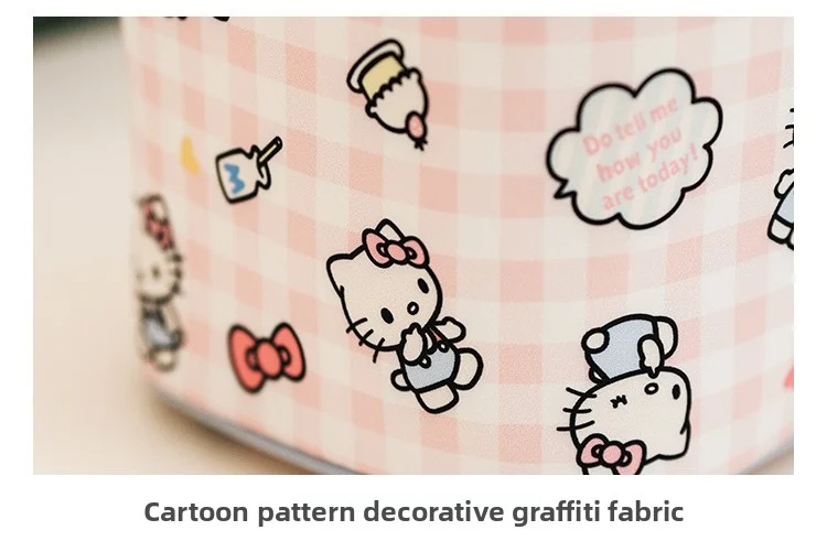 Large-capacity portable storage bag, cute plaid Sanrio Kitty makeup bag, durable canvas makeup storage bag