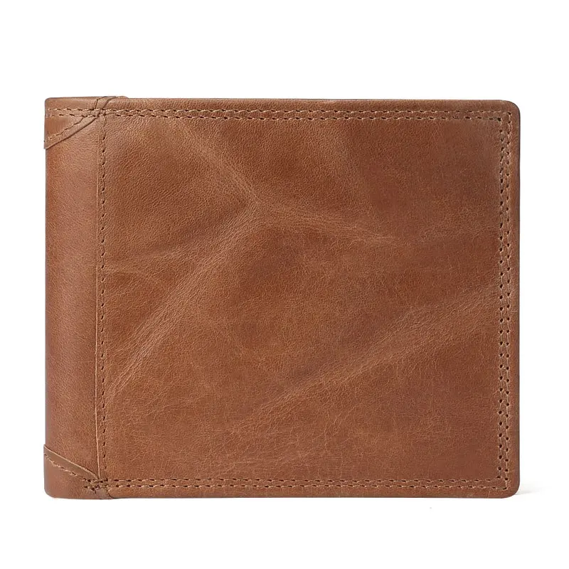 Cow Leather Men Wallets with Coin Pocket Vintage Male Purse Function Brown Genuine Leather Men Wallet with Card Holders