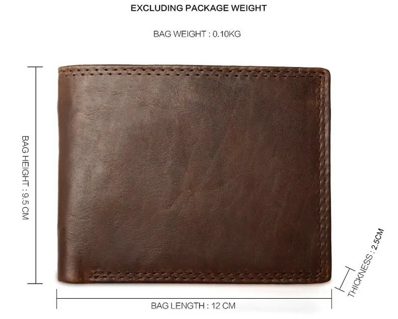 Cow Leather Men Wallets with Coin Pocket Vintage Male Purse Function Brown Genuine Leather Men Wallet with Card Holders