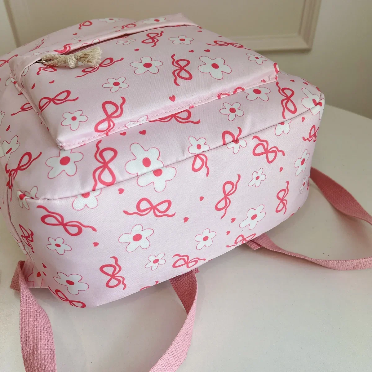 Sweet Simple Bow Tie Floral Three Piece Backpack Lightweight Large Capacity Multifunctional Student Backpack Campus Outdoor