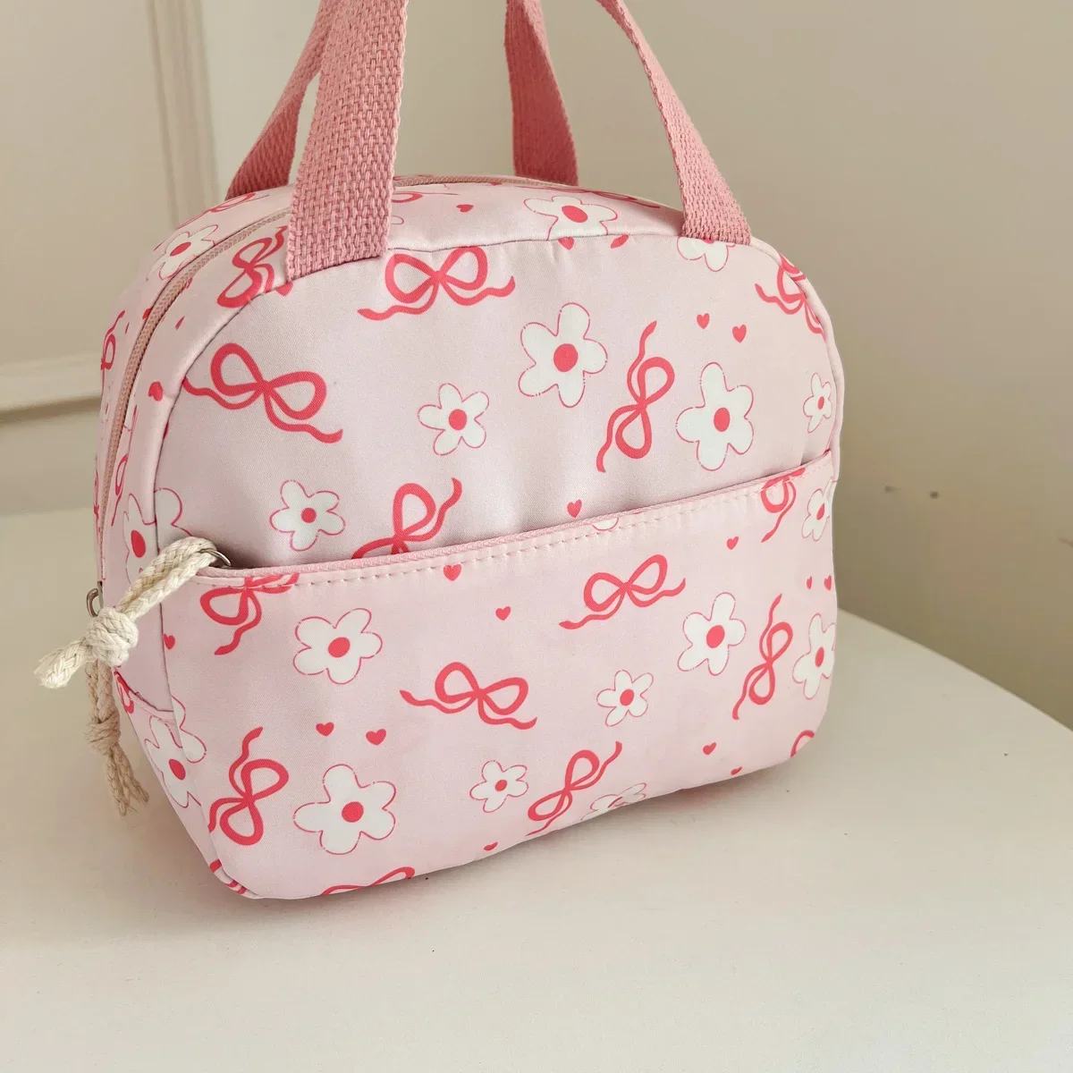 Sweet Simple Bow Tie Floral Three Piece Backpack Lightweight Large Capacity Multifunctional Student Backpack Campus Outdoor