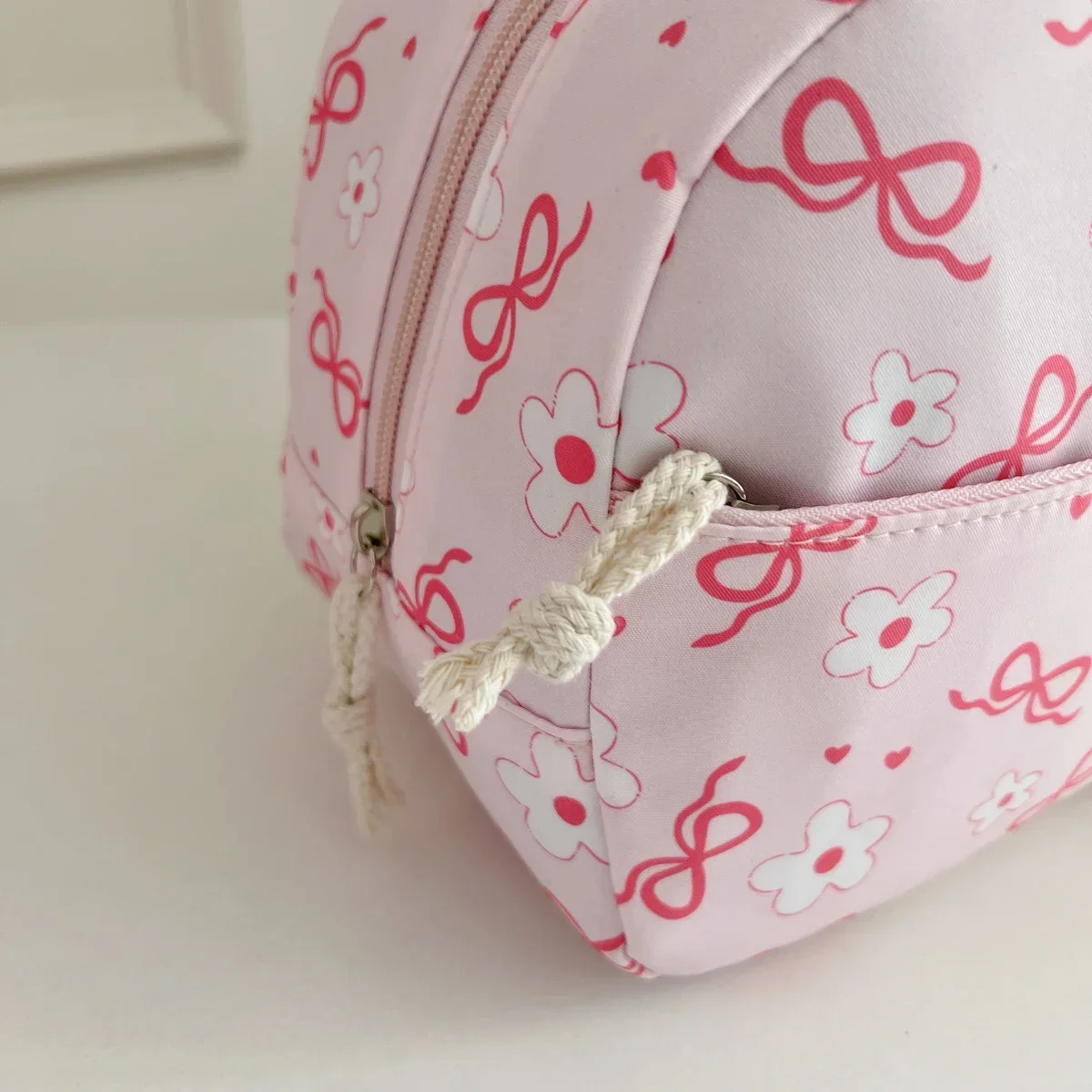 Sweet Simple Bow Tie Floral Three Piece Backpack Lightweight Large Capacity Multifunctional Student Backpack Campus Outdoor