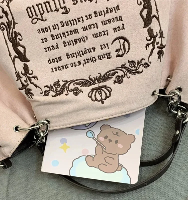 Embroidery Letter Tot Bag Women New In Large Capacity Retro Gothic Handbag Free Shiping Niche Desing Brand Soft Crossbody Bag