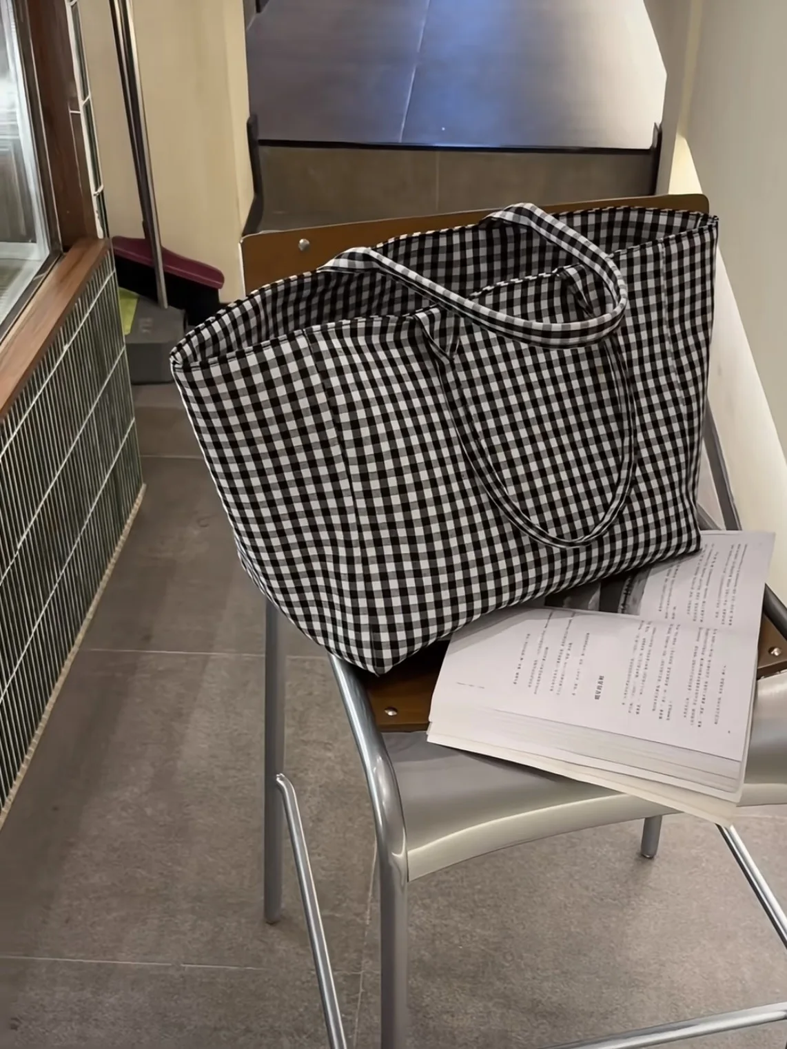 Women's Tote Bags Korean Plaid Harajuku Fashionable Simple Versatile Shoulder Bags Large Capacity Portable Handbags For Girl