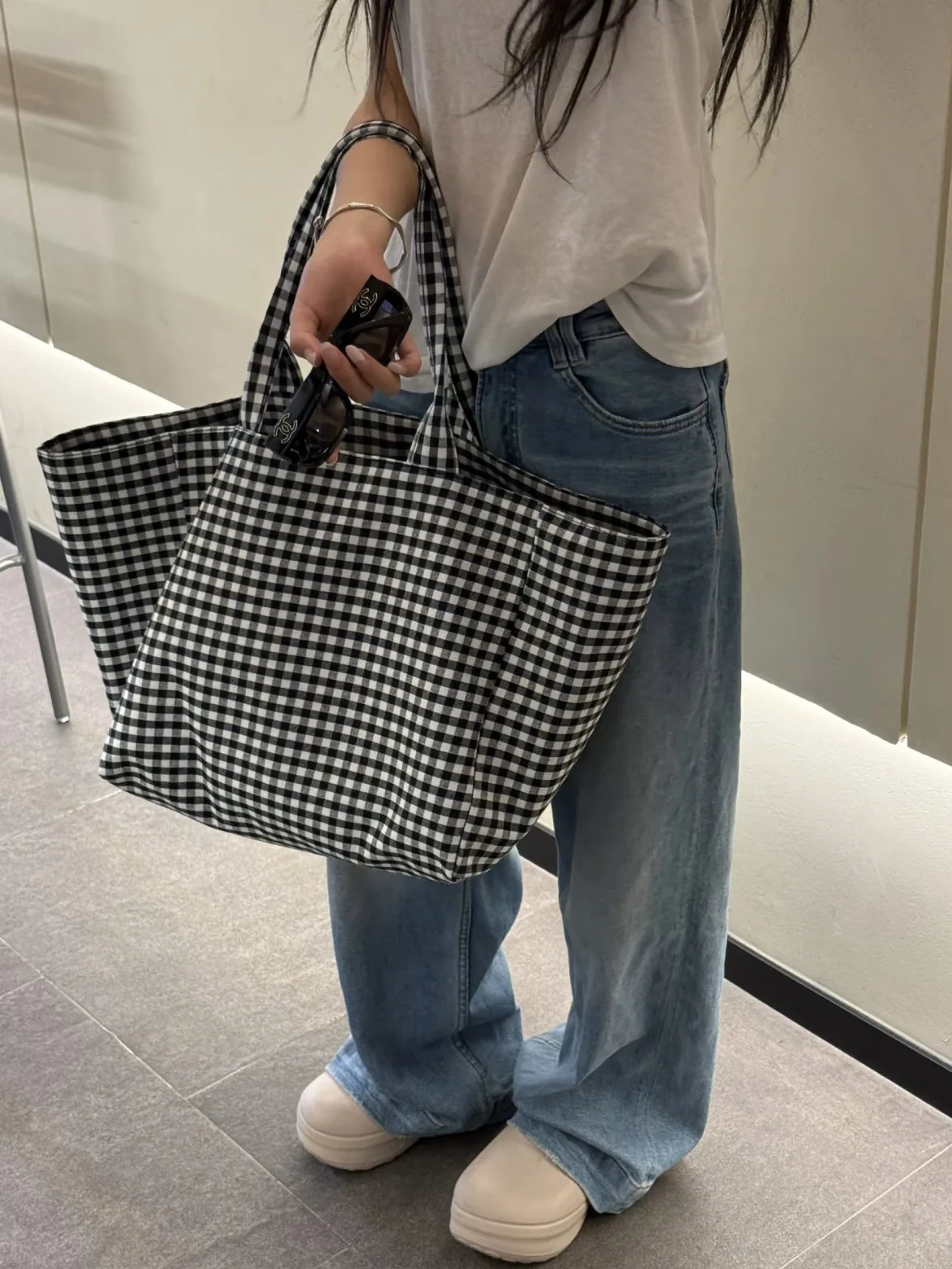 Women's Tote Bags Korean Plaid Harajuku Fashionable Simple Versatile Shoulder Bags Large Capacity Portable Handbags For Girl