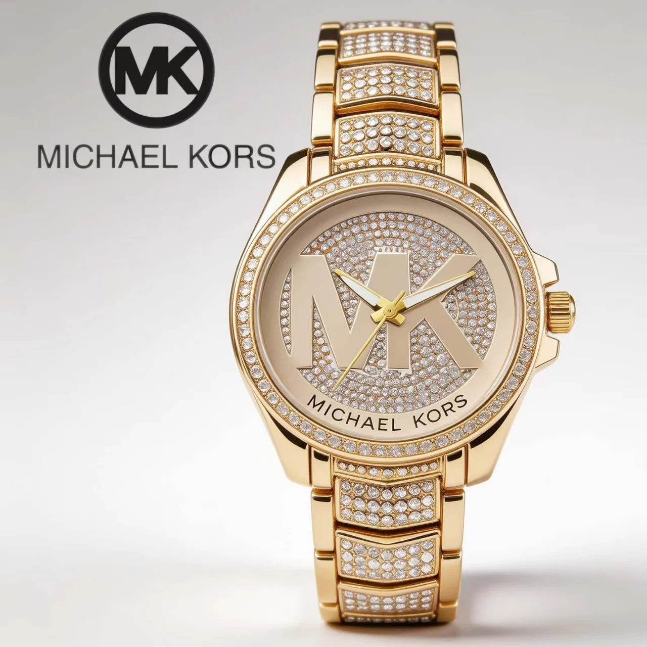 Michael Kors New Fashionable and Elegant Women's Watch Wallet MK Light Luxury Pink Plate Large Letter Watch Bag Exquisite Gift