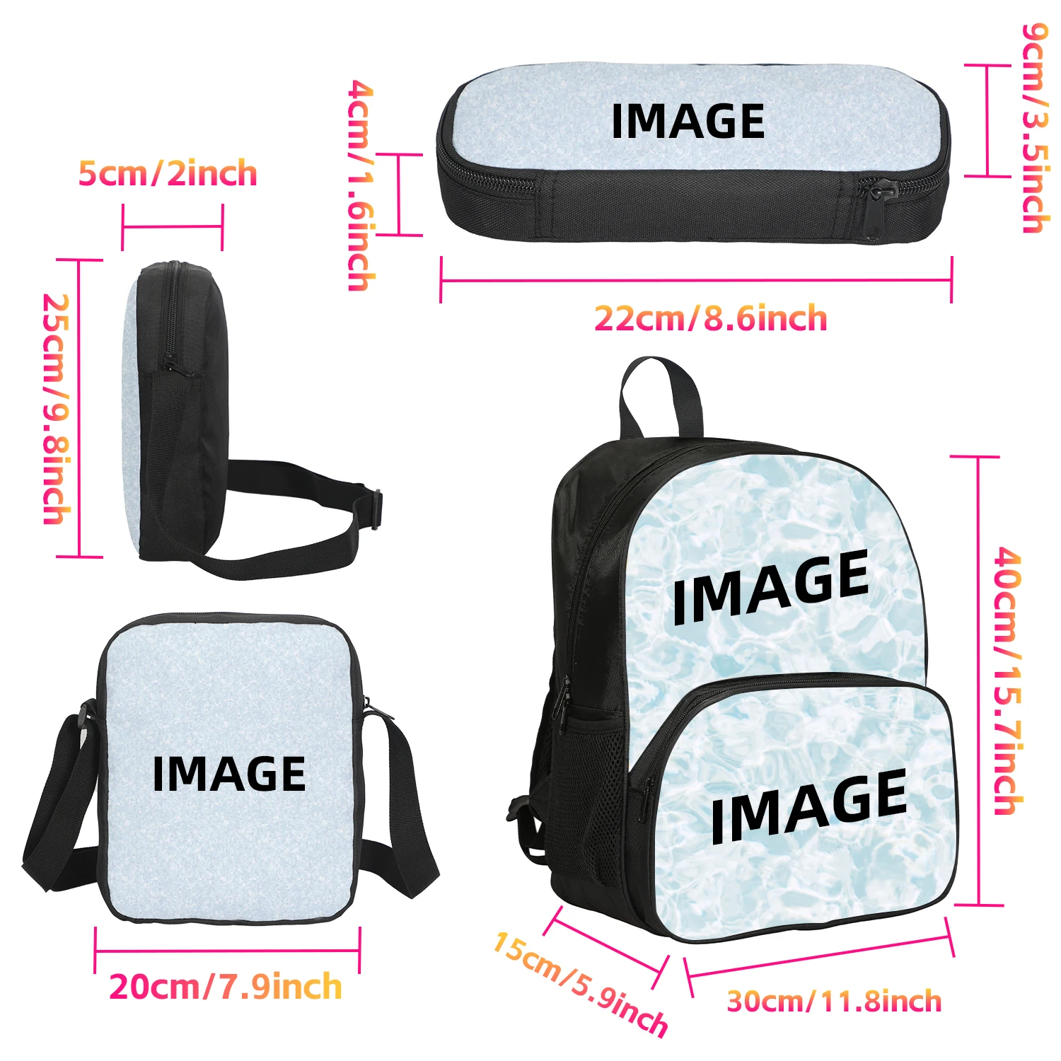 Ronaldo 3Pcs Set with Front Pocket Backpack Football Sport Shoulder Bag CR Football Star Pencil Bag Student School Bags Rucksack