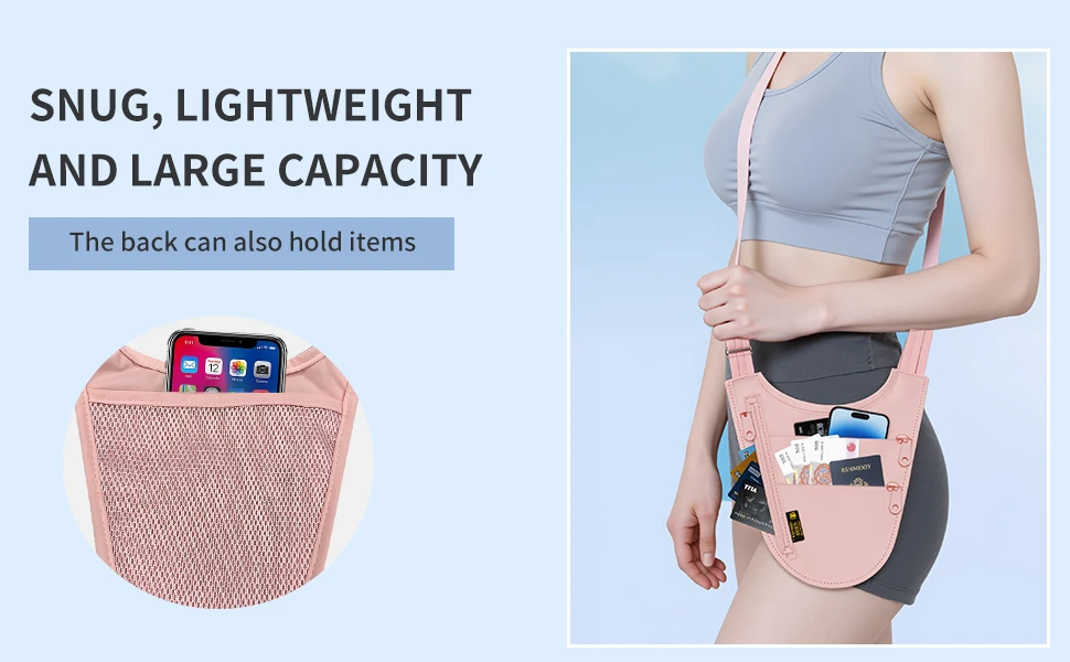 SooGree RFID Blocking Anti-theft Underarm Travel Pouch Hidden Security Shoulder Bag Passport Card Phone Holder Wallet Men Women