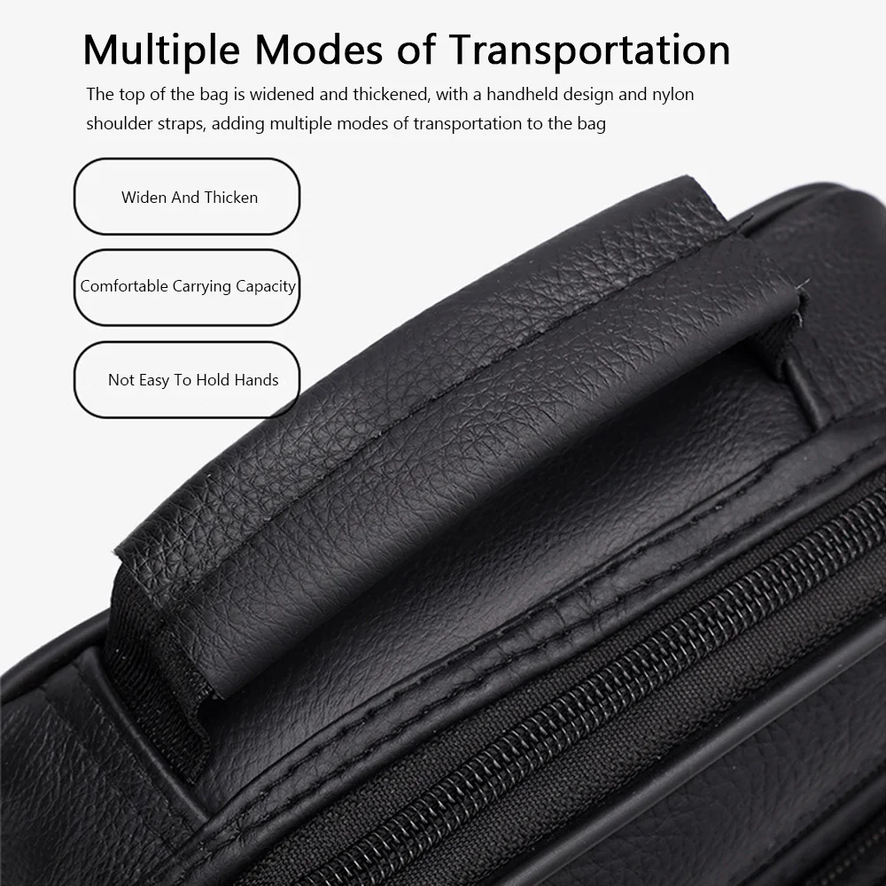 Natural Leather Men's Leather Handbag Small Size Tablet Compartment Genuine Leather Shoulder Bag Shoulder Strap Messenger Style