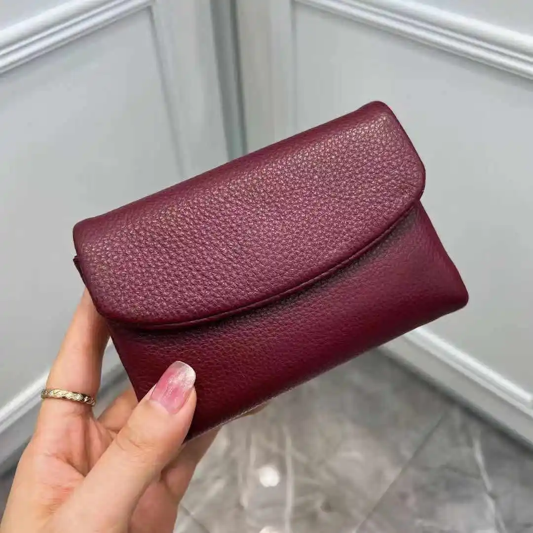 Coin Purse Genuine Cow Leather Short Wallet Trifold for Small Women's Purses Clutch Cowhide Card Holder Travel Card Wallets