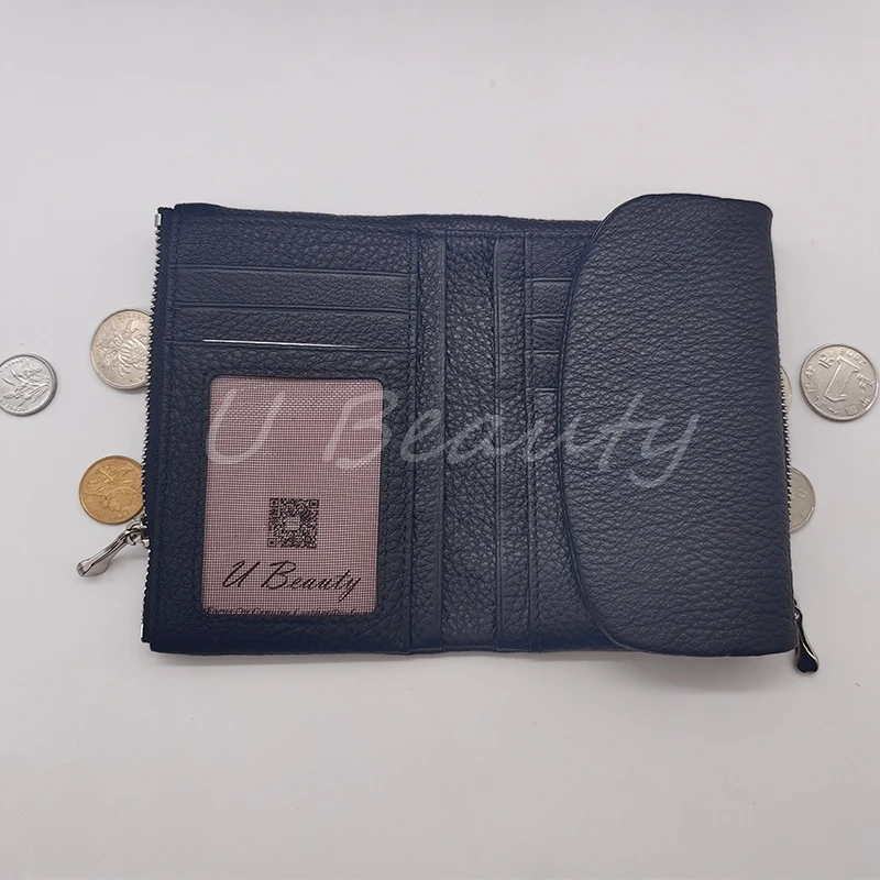 Coin Purse Genuine Cow Leather Short Wallet Trifold for Small Women's Purses Clutch Cowhide Card Holder Travel Card Wallets