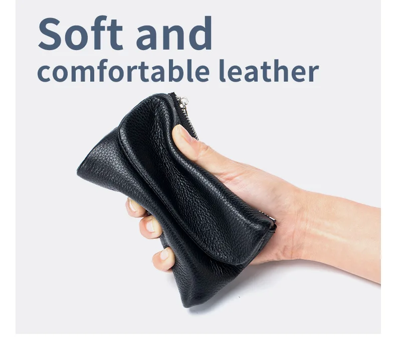Coin Purse Genuine Cow Leather Short Wallet Trifold for Small Women's Purses Clutch Cowhide Card Holder Travel Card Wallets