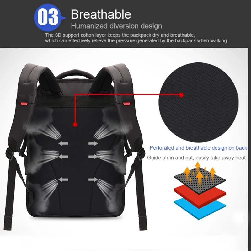 OIWAS School Bags 14 Inch Laptop Backpacks Waterproof Nylon 29L Casual Shoulder Bagpack Travel Teenage Men's Backpack Mochila