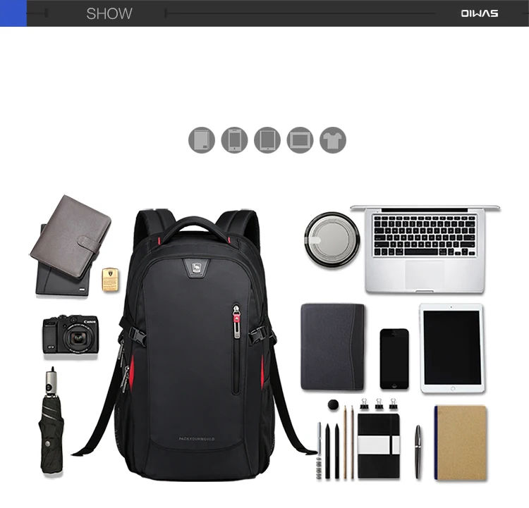OIWAS School Bags 14 Inch Laptop Backpacks Waterproof Nylon 29L Casual Shoulder Bagpack Travel Teenage Men's Backpack Mochila