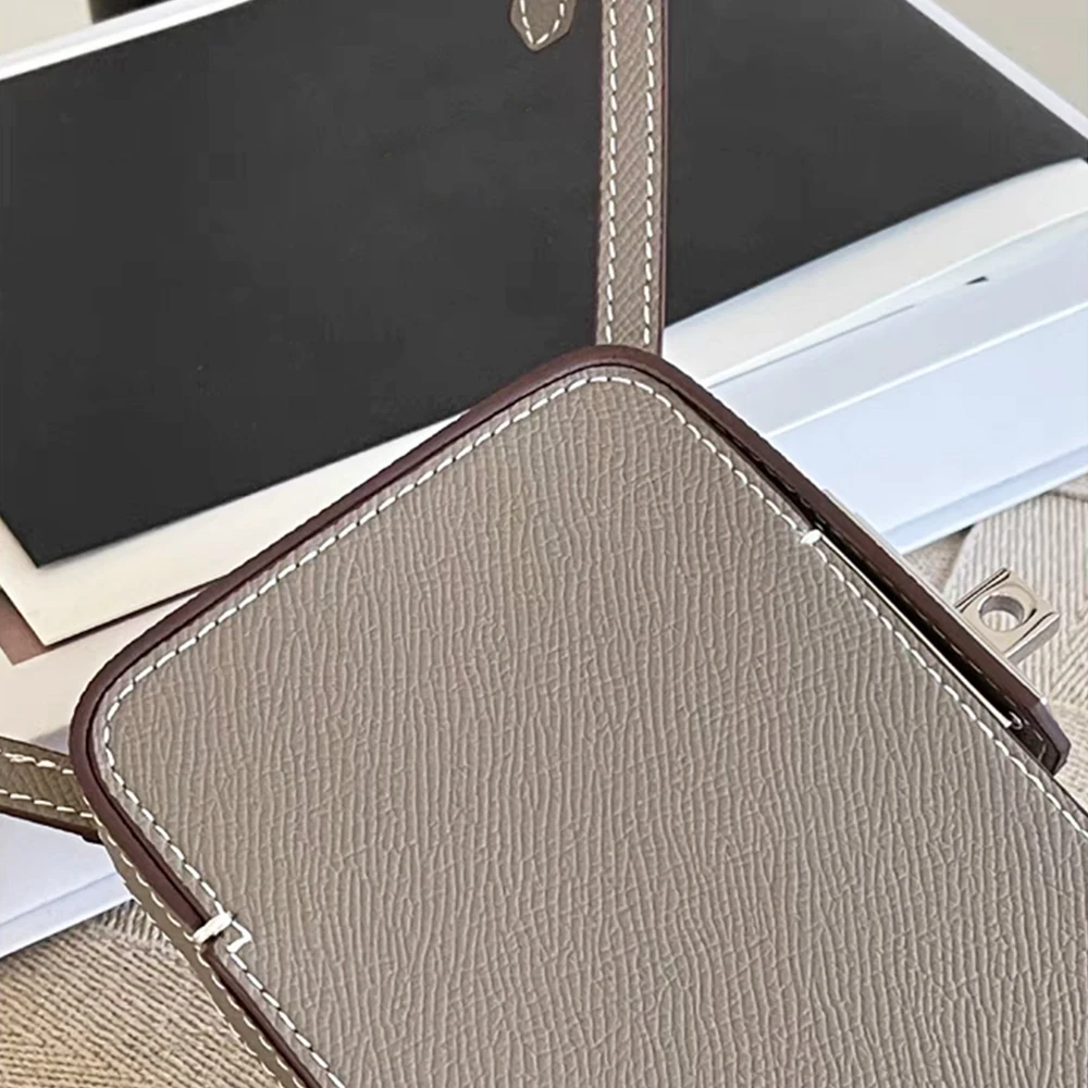 Luxury Design Phone Bag Woman Portable Genuine Leather Cross-body Bag Custom Name Fashion Casual Lady Shoulder Bag Card Wallet