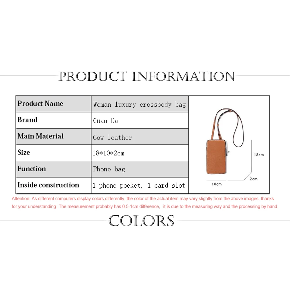 Luxury Design Phone Bag Woman Portable Genuine Leather Cross-body Bag Custom Name Fashion Casual Lady Shoulder Bag Card Wallet