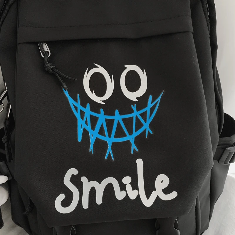 Pocket Front Backpack, Preppy Style Solid Color Nylon Bookbag, Kawaii Large Capacity Double Handle School Bag