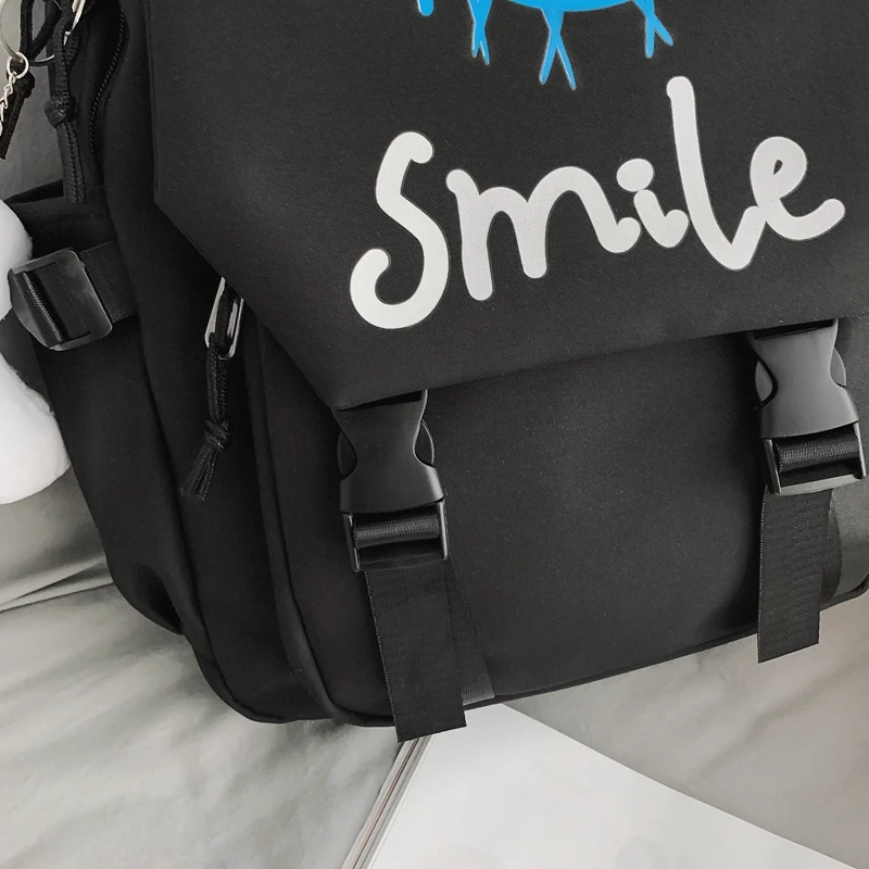 Pocket Front Backpack, Preppy Style Solid Color Nylon Bookbag, Kawaii Large Capacity Double Handle School Bag