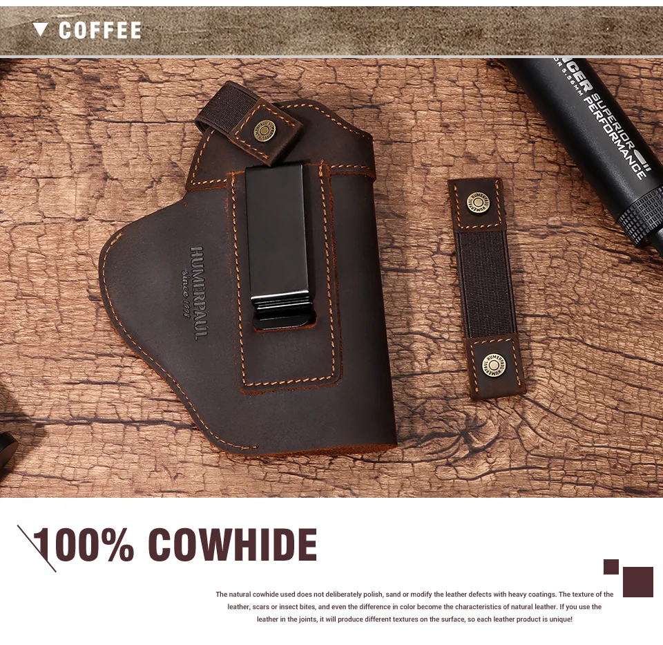 Genuine Leather Universal Gun Cover With Concealed Carry Holsters Belt for All Size Handguns