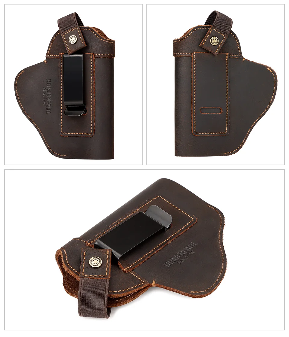Genuine Leather Universal Gun Cover With Concealed Carry Holsters Belt for All Size Handguns