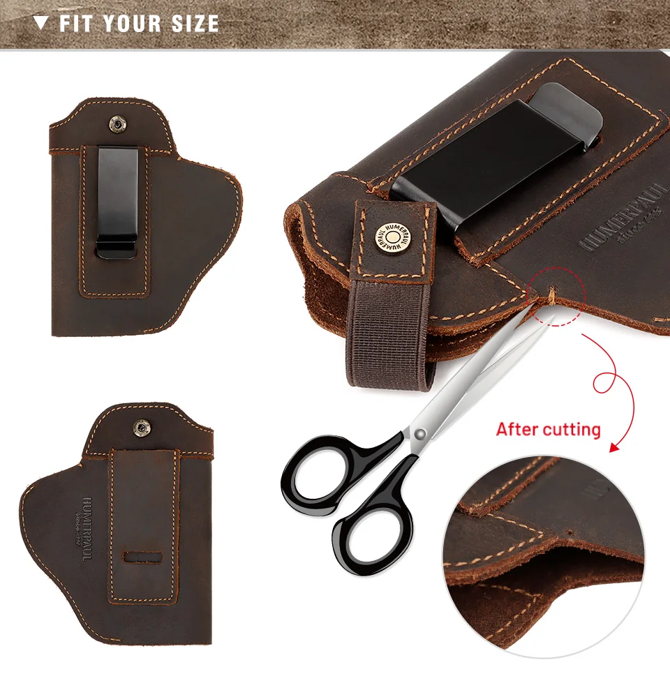 Genuine Leather Universal Gun Cover With Concealed Carry Holsters Belt for All Size Handguns