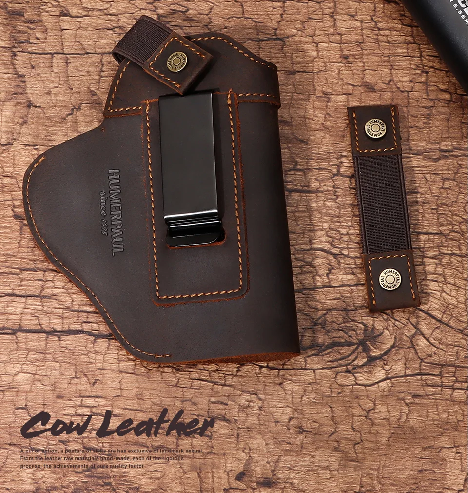 Genuine Leather Universal Gun Cover With Concealed Carry Holsters Belt for All Size Handguns