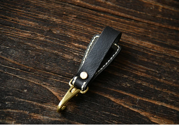 100% Genuine Leather Key Holder For Men Male Vintage Handmade EDC Waist Hanging Belt Loop Keychain Clip Key Hook Chain Buckle