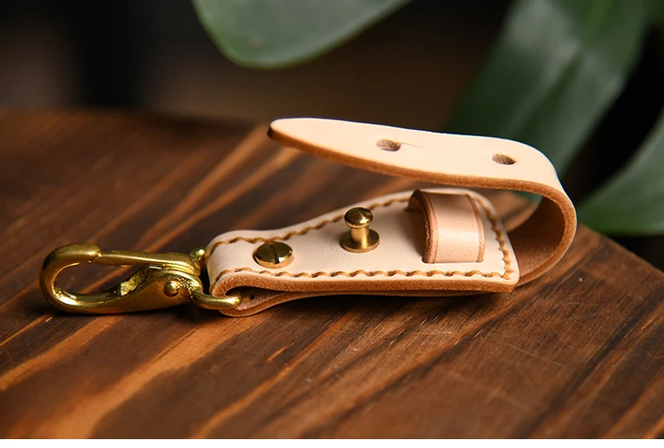 100% Genuine Leather Key Holder For Men Male Vintage Handmade EDC Waist Hanging Belt Loop Keychain Clip Key Hook Chain Buckle