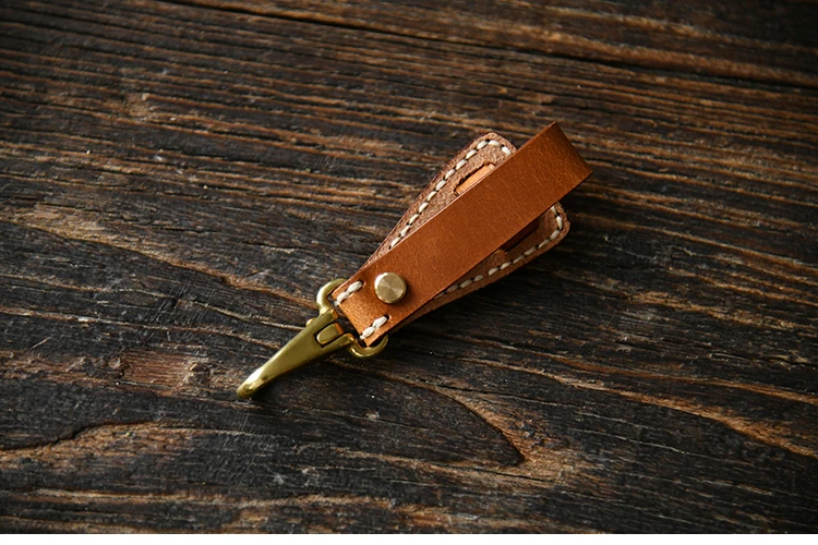 100% Genuine Leather Key Holder For Men Male Vintage Handmade EDC Waist Hanging Belt Loop Keychain Clip Key Hook Chain Buckle