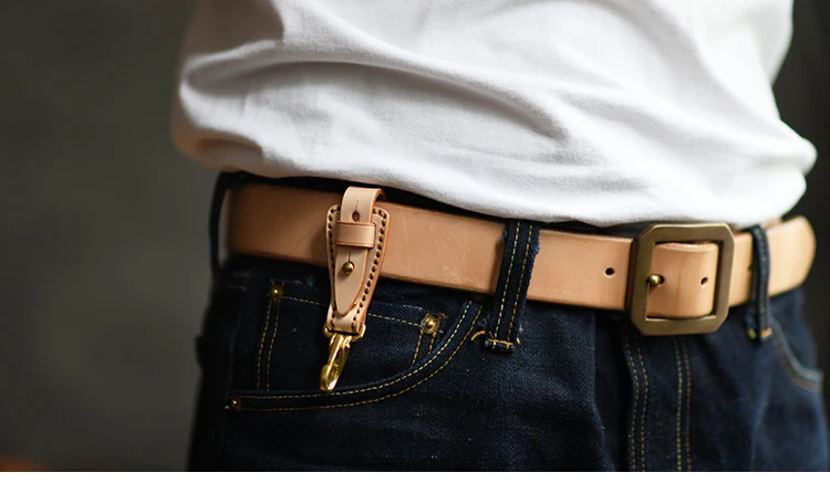 100% Genuine Leather Key Holder For Men Male Vintage Handmade EDC Waist Hanging Belt Loop Keychain Clip Key Hook Chain Buckle