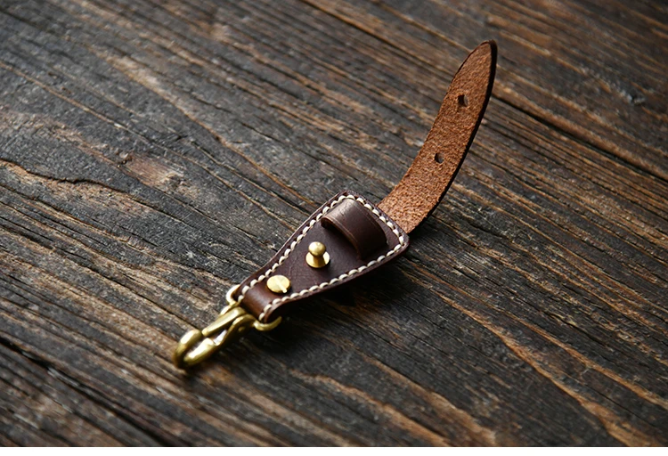 100% Genuine Leather Key Holder For Men Male Vintage Handmade EDC Waist Hanging Belt Loop Keychain Clip Key Hook Chain Buckle