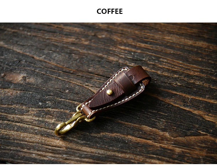 100% Genuine Leather Key Holder For Men Male Vintage Handmade EDC Waist Hanging Belt Loop Keychain Clip Key Hook Chain Buckle