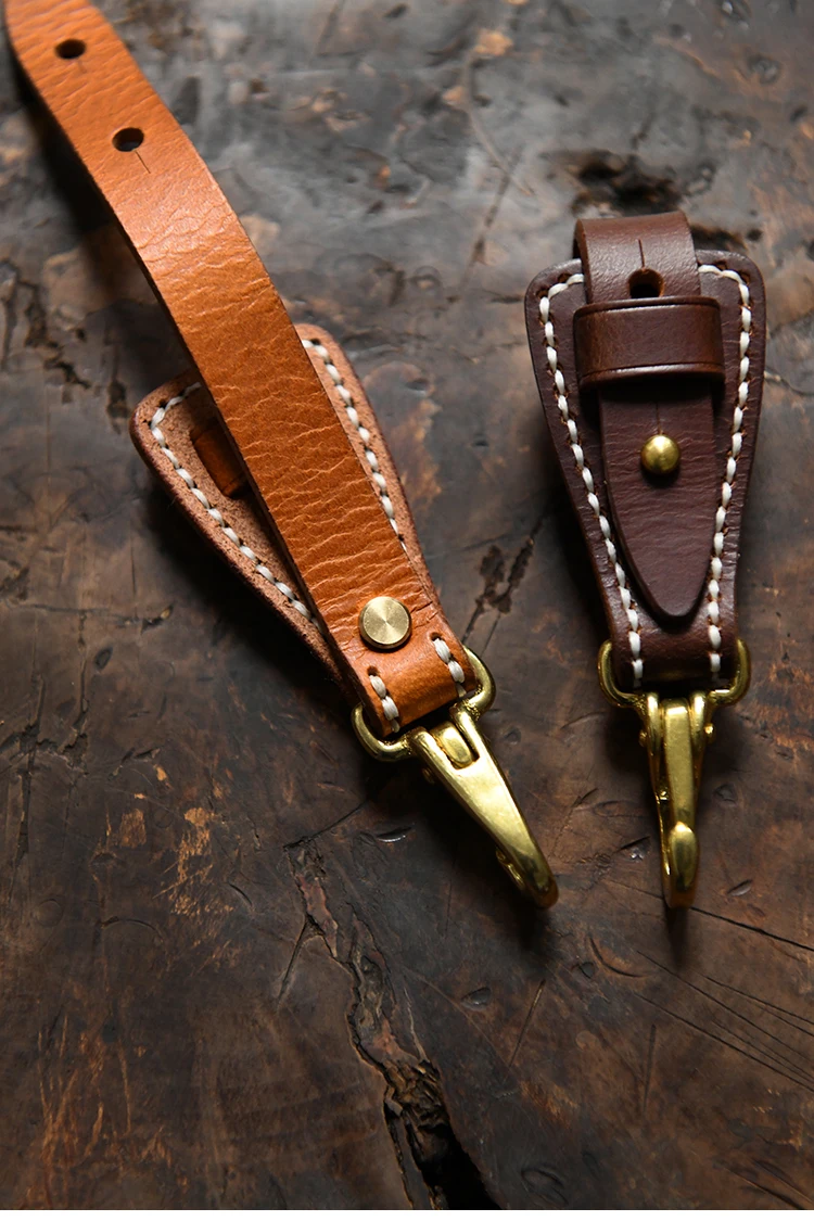100% Genuine Leather Key Holder For Men Male Vintage Handmade EDC Waist Hanging Belt Loop Keychain Clip Key Hook Chain Buckle