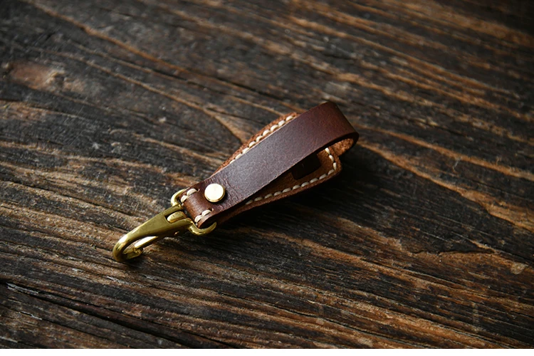 100% Genuine Leather Key Holder For Men Male Vintage Handmade EDC Waist Hanging Belt Loop Keychain Clip Key Hook Chain Buckle