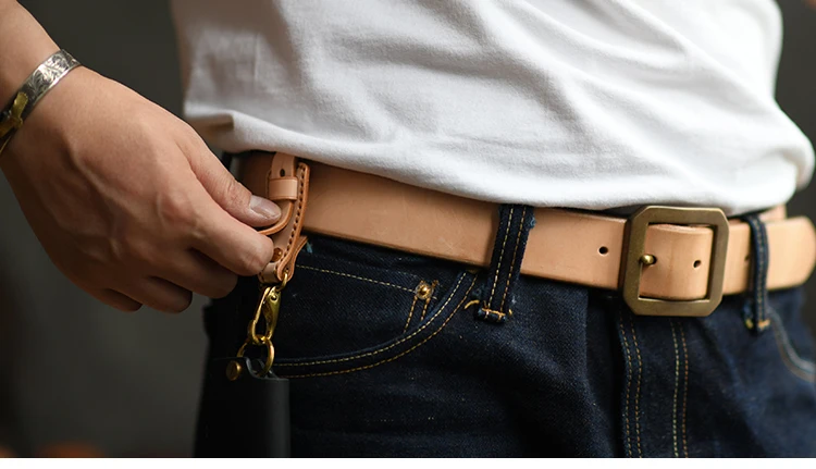 100% Genuine Leather Key Holder For Men Male Vintage Handmade EDC Waist Hanging Belt Loop Keychain Clip Key Hook Chain Buckle